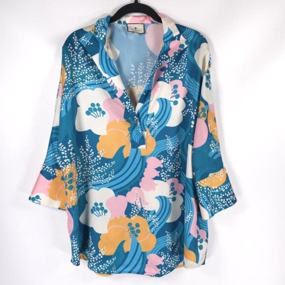 TUCKERNUCK Riviera Floral Willow Blouse Top‎ Collared
3/4 Sleeve Size XS - Picture 4 of 12